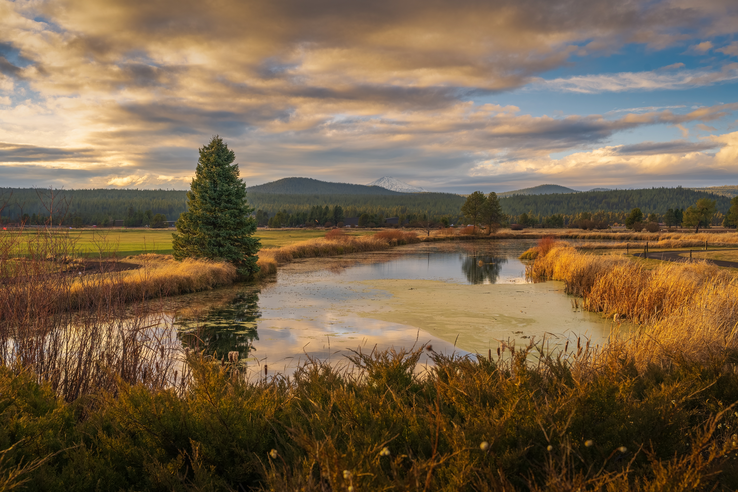 bend at sunset