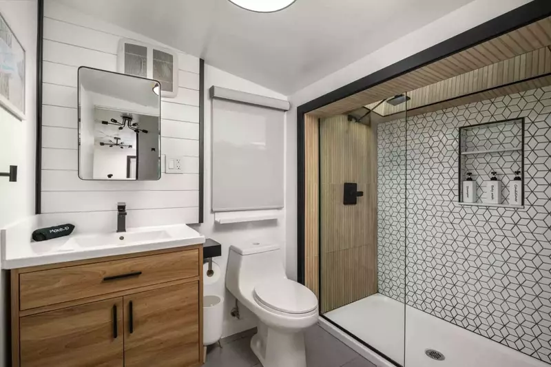 The bathroom is recently updated, built with care, and has excellent water pressure.