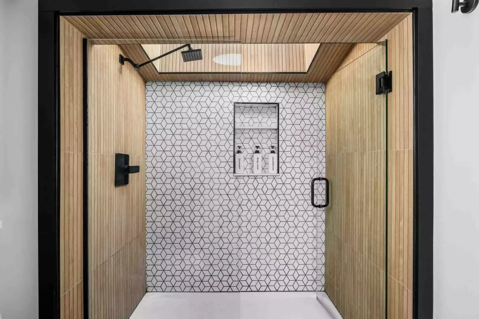 The shower is spacious, has great water pressure, is state of the art, and is incredibly luxurious. It's practically a spa!