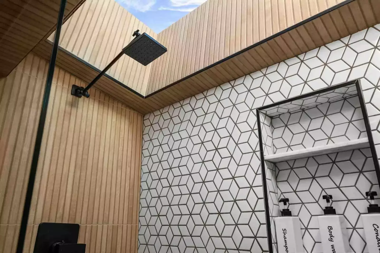 The shower even has a massive skylight!