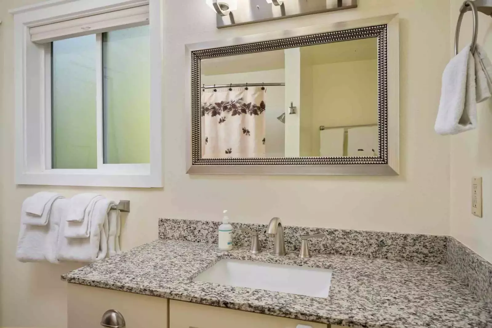 The bathrooms are recently updated and built with care.