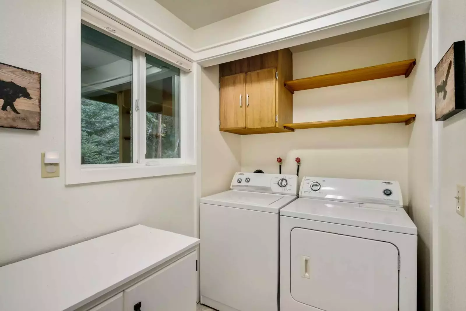 This rental has an up to date washing machine and dryer for guest use.