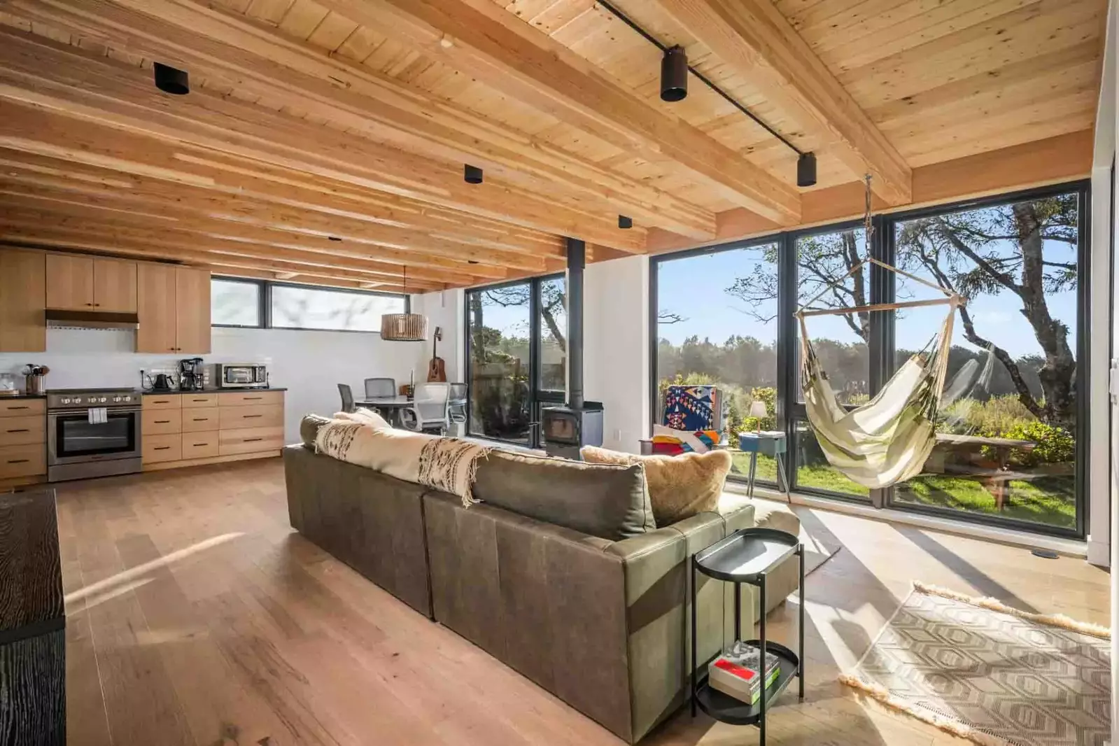 The massive windows and comfy seating allow guests to enjoy lovely views yearound.