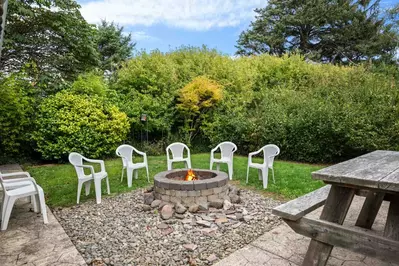 The fire pit is a nice place to relax outside while enjoying ocean air.