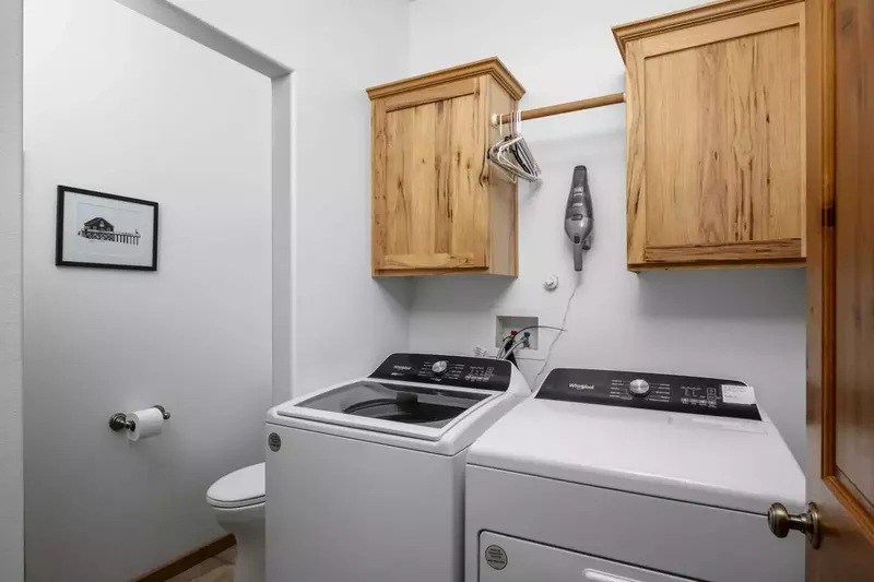 This rental has an up to date washing machine and dryer for guest use.