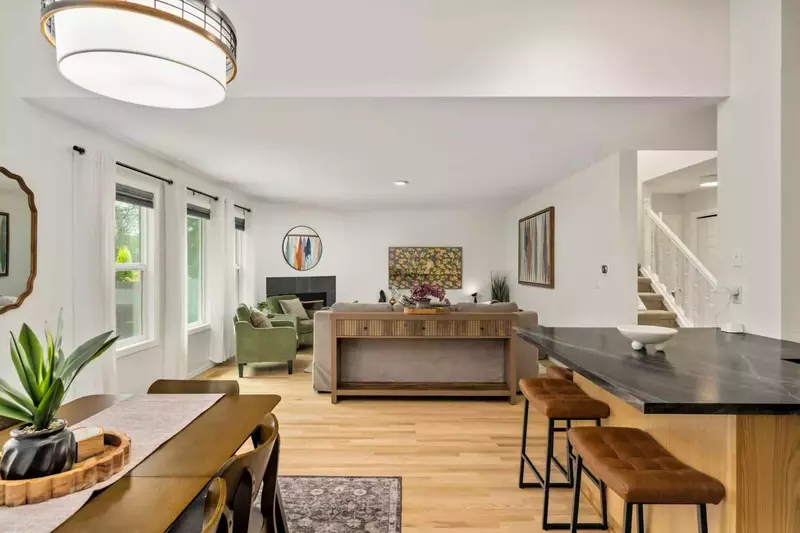 The living room is an open common area perfect for relaxing and recharging after a day of adventures.