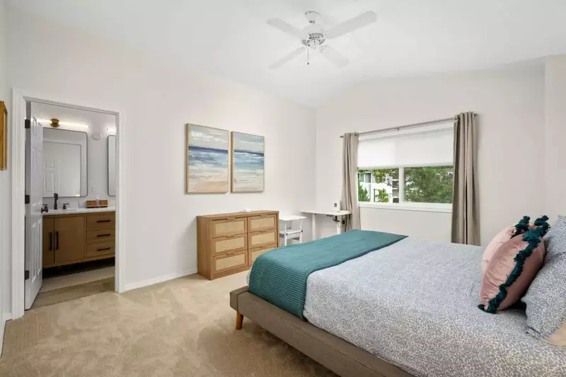 This bedroom features an en suite bathroom.