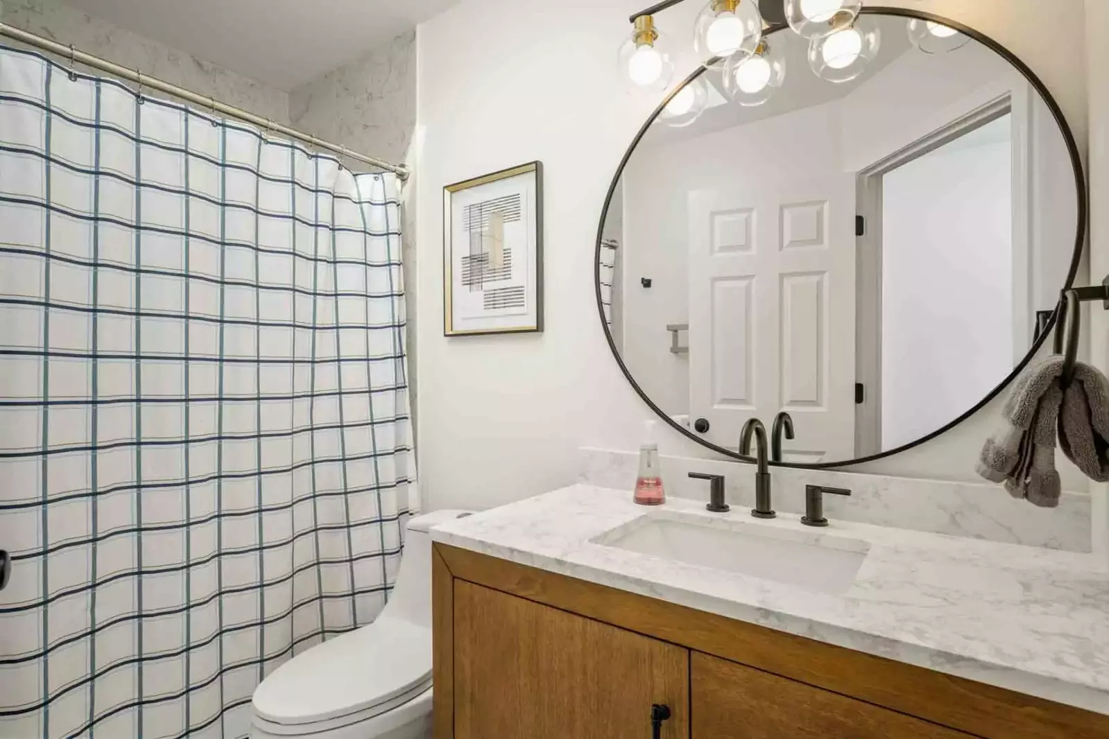 The bathrooms are recently updated and built with care.