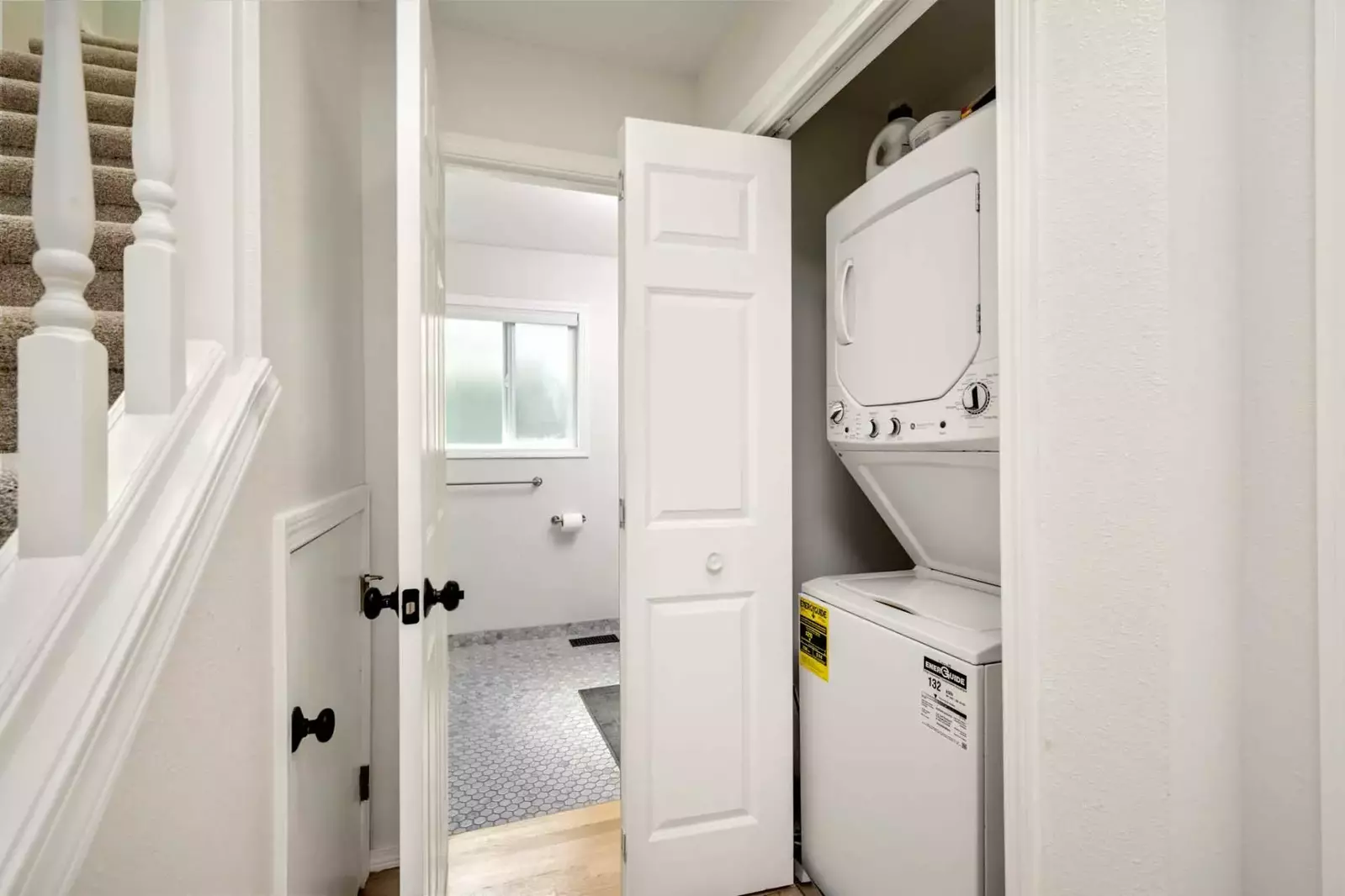 This rental has an up to date washing machine and dryer for guest use.