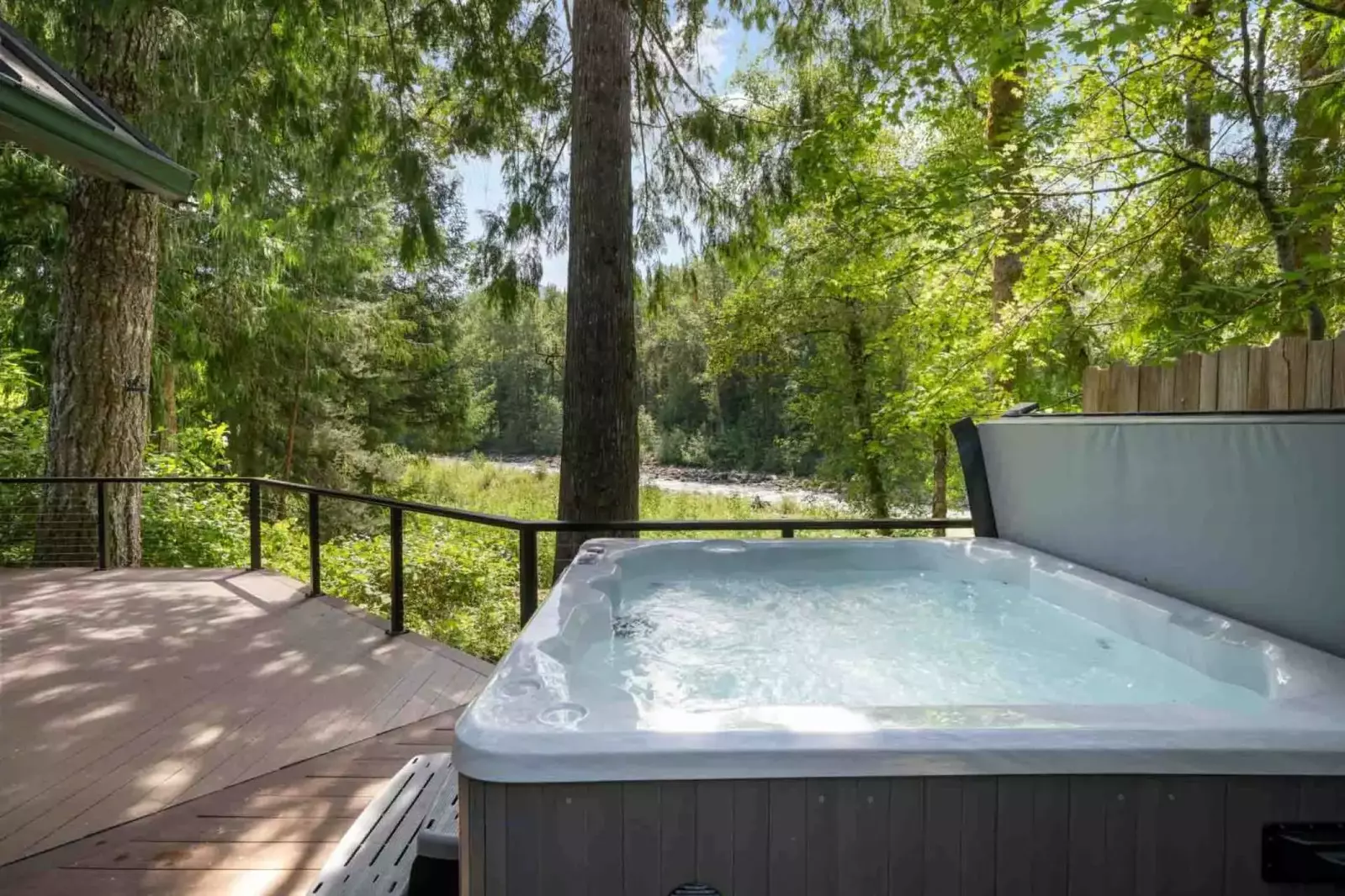 The hot tub is a favorite amenity perfect during warm summers and chilly winters.