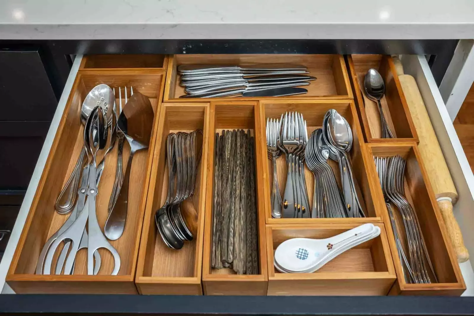 There is a robust supply of cutlery.