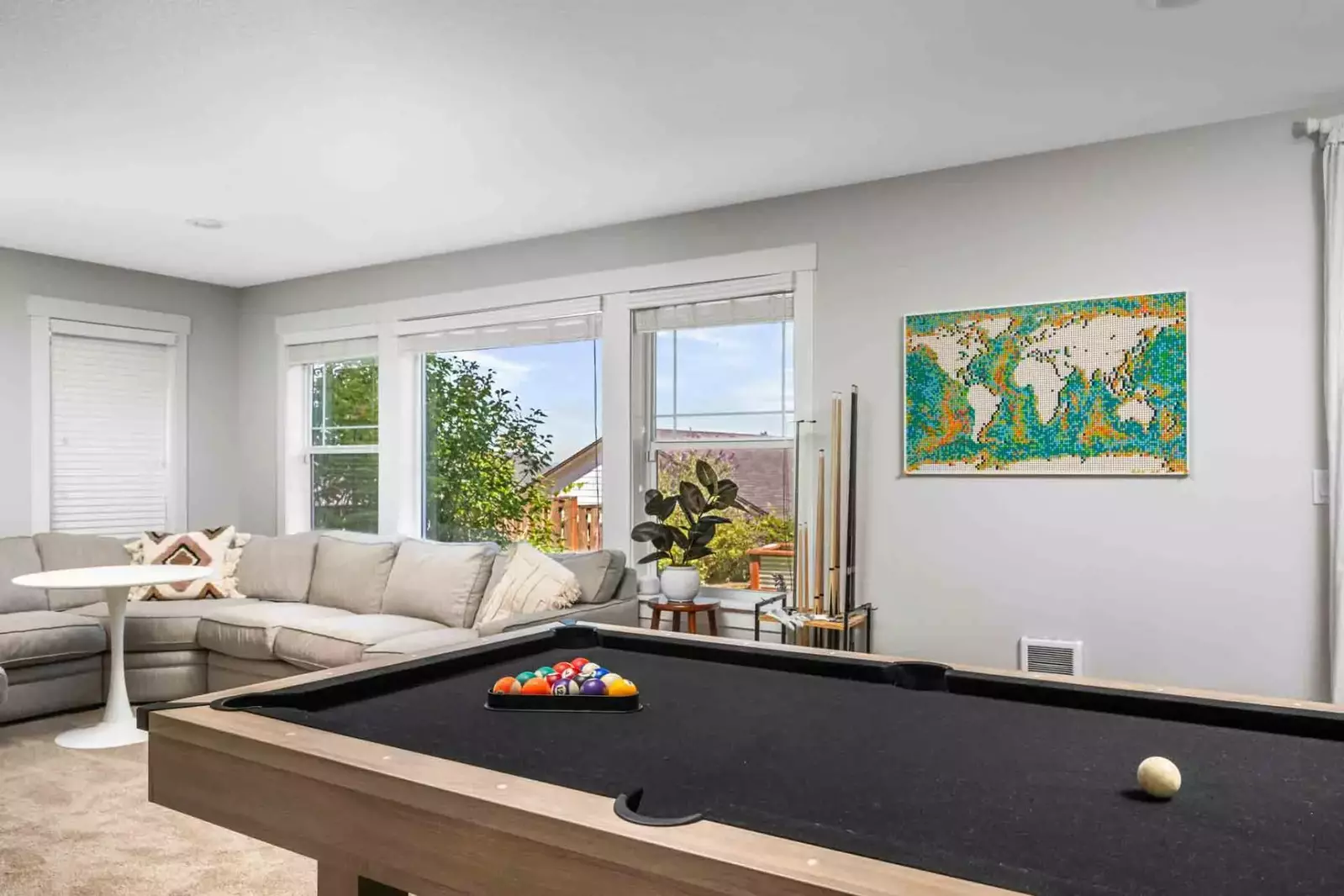 The pool table offers hours of fun!