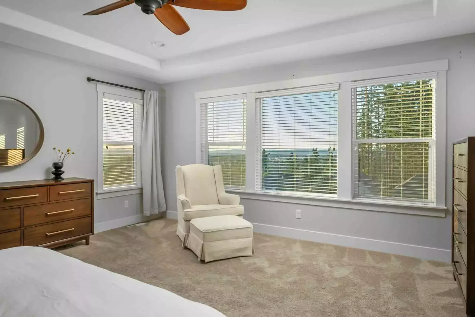 The primary bedroom has a king bed and an excellent view!