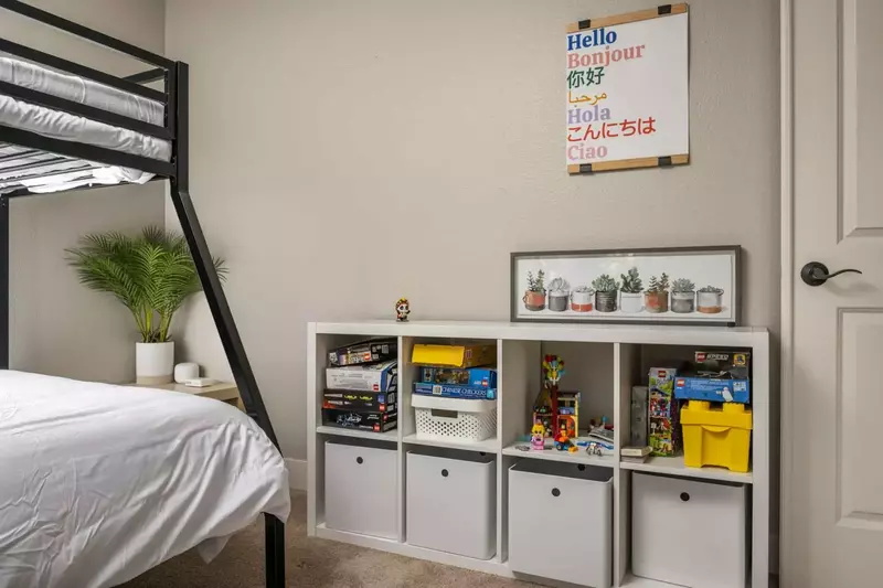 The bunk room has an ample supply of games and toys.