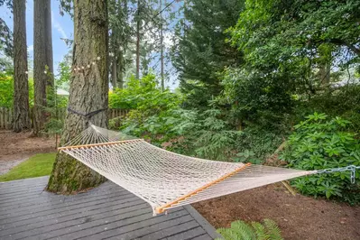 Enjoy a nice Oregon day while relaxing in the hammock.