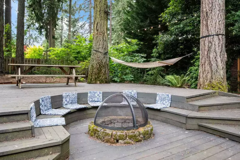 With the trees, hammock, fire pit and more, you will never want to leave!