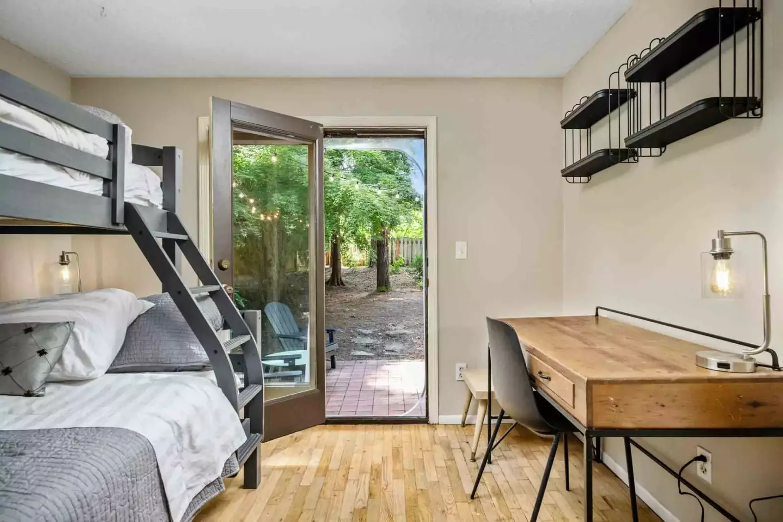 This room leads straight out into the yard.