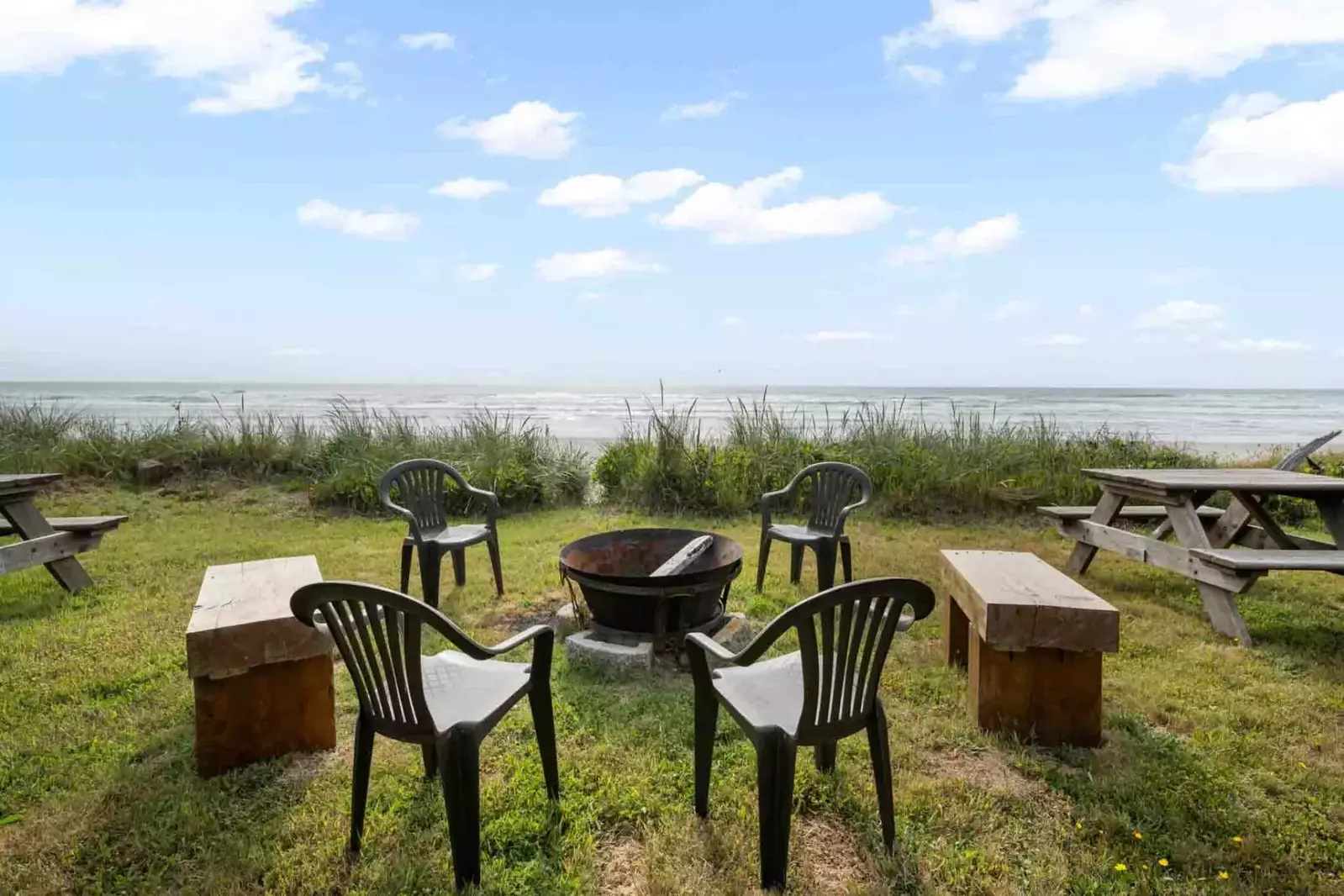 Enjoy a fire in the fire pit when weather permits.