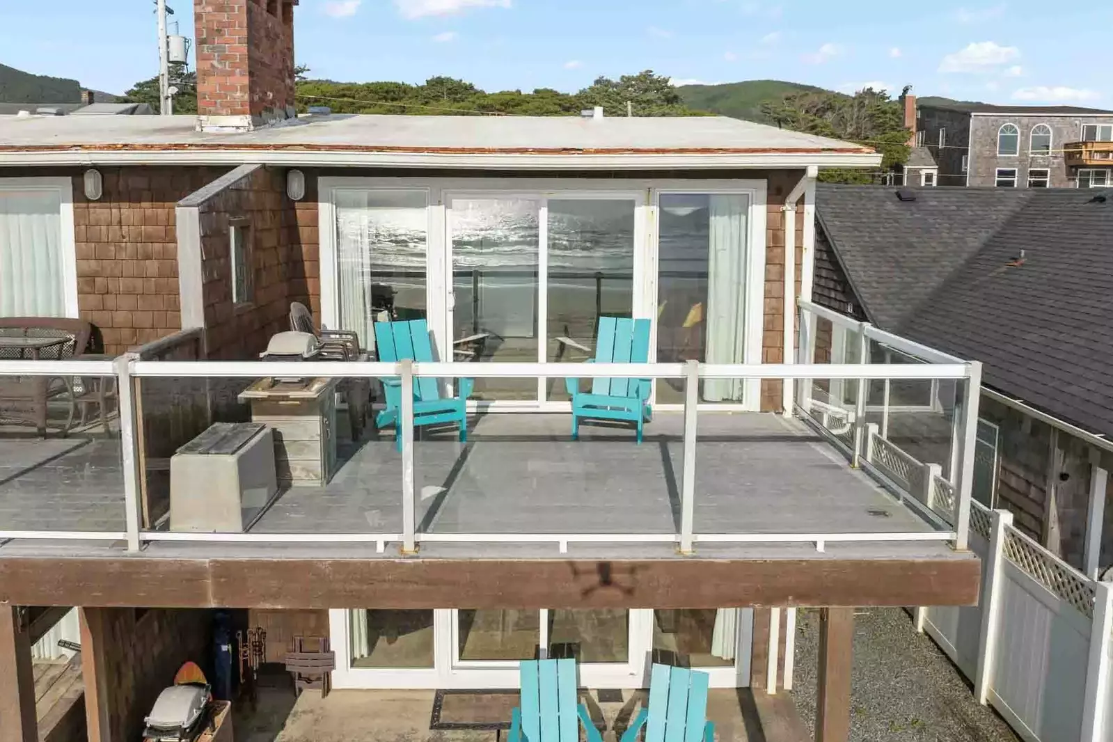 The deck is a perfect place to hang out and enjoy the ocean view.