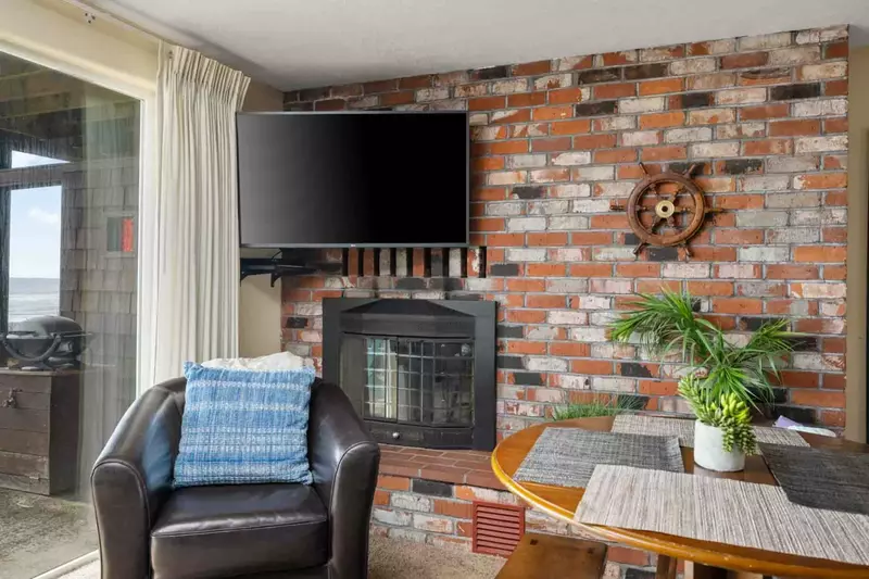 Watch you favorite movies, shows, and sports on this smart tv while relaxing in front of a cozy fire.