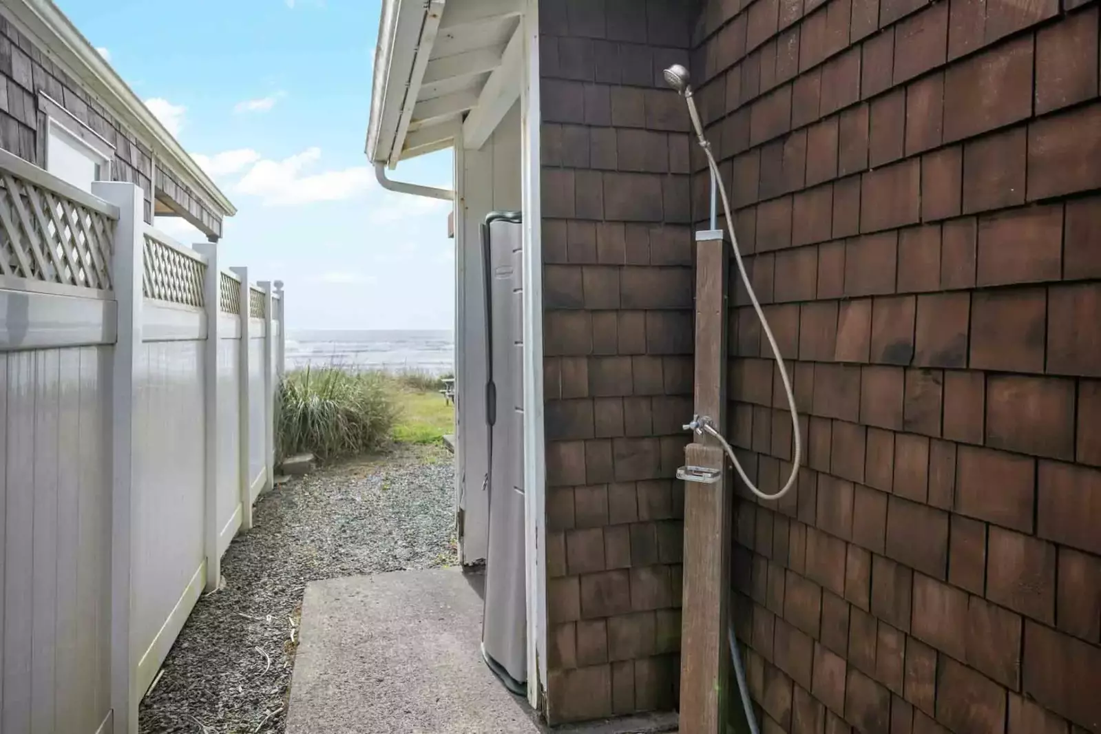Shower off after a fun day in on the beach with the outdoor shower.