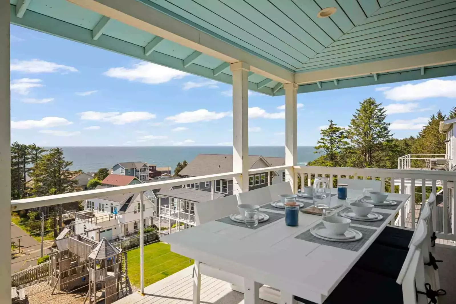 Enjoy a meal with an excellent view from the deck.