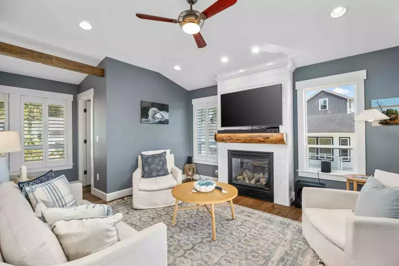 Watch you favorite movies, shows, and sports on this smart tv while relaxing in front of a cozy fire.