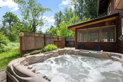 The hot tub is a favorite amenity perfect during warm summers and chilly winters.