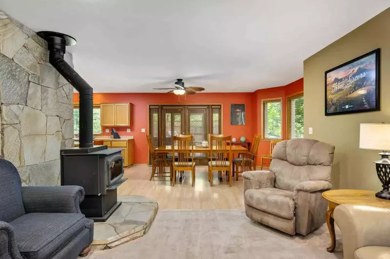 Stay warm in front of the fireplace in between playing in the snow.