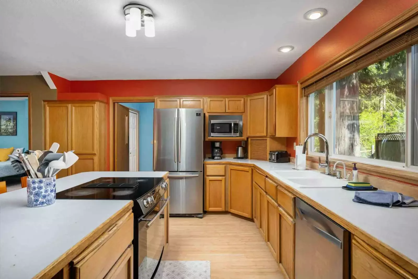 The kitchen is spacious and efficient with up to date appliances.