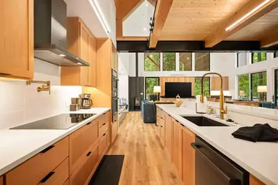 The kitchen is spacious and efficient. A perfect place to prepare a family meal.