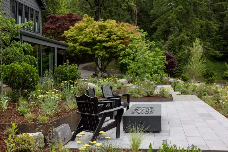 Relax in front of a warm outdoor fire after a day exploring wine country.