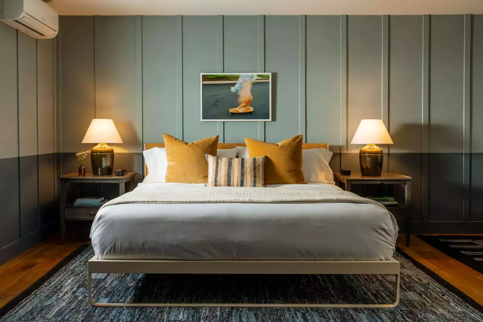 The Swiss Cottage in The Carly Hummingbird Cottage is a great room with a retro design.