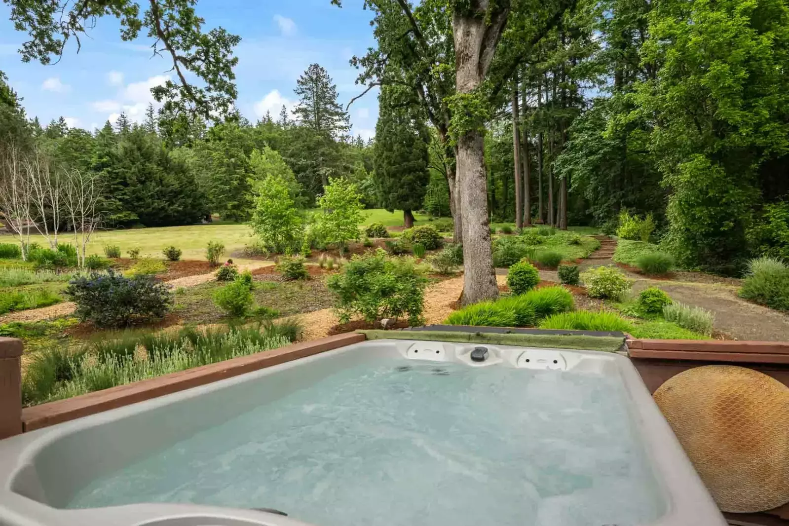 The hot tub is a favorite amenity perfect during warm summers and chilly winters.