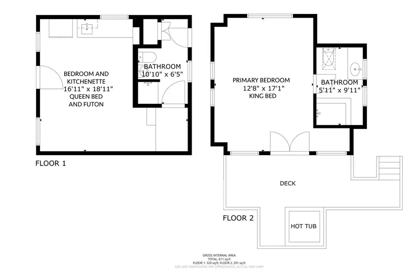 A floor plan of the guest unit.