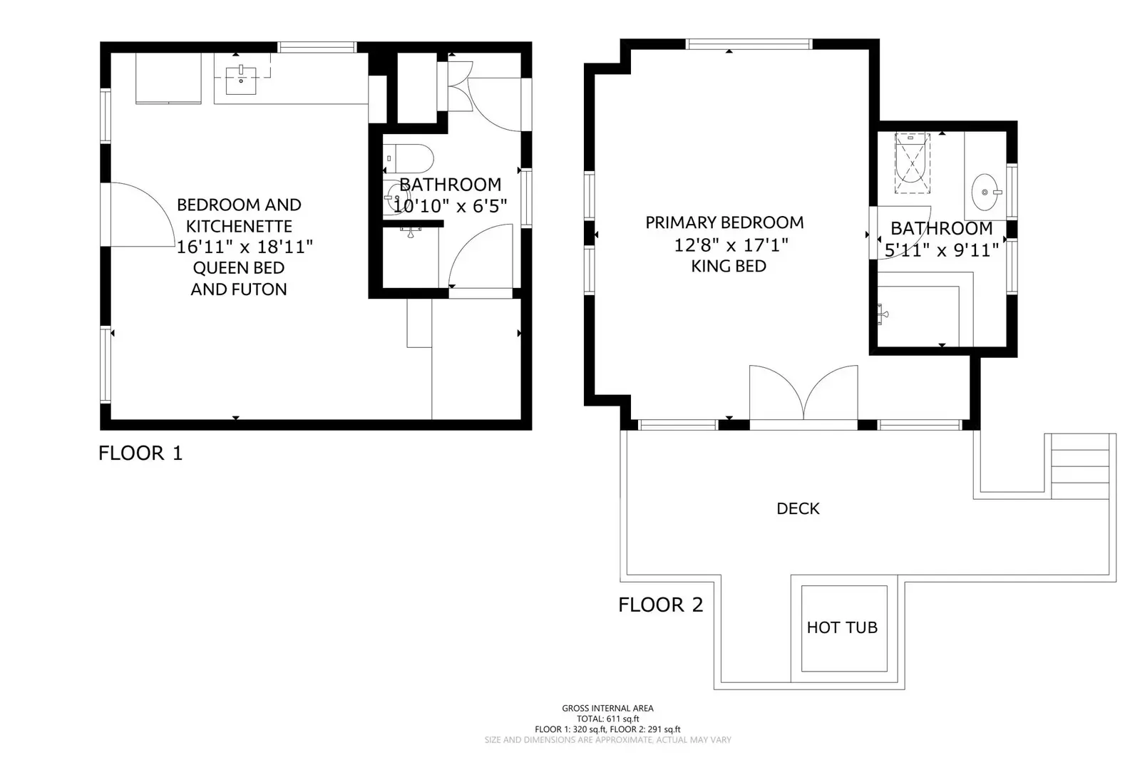 A floor plan of the guest unit.