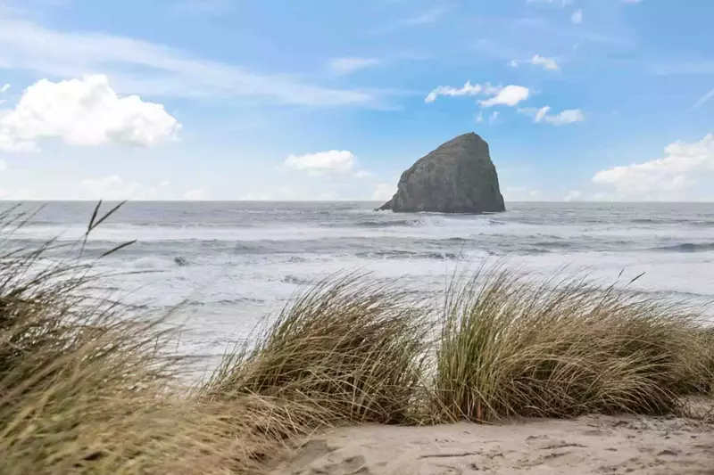 Chief Kiwanda Rock is the largest sea stack on the Oregon Coast. It is 100 feet taller than Haystack rock at Cannon Beach.