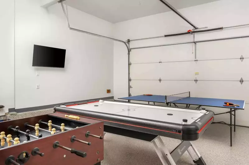 Play air hockey, foosball, and ping pong in the game room.