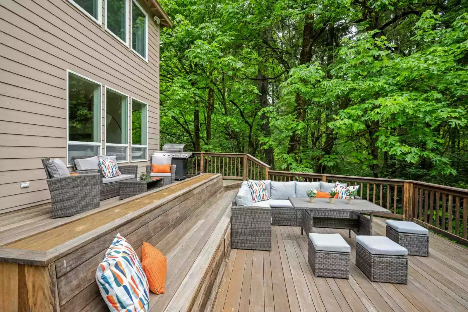 The deck has so much space to hang out.