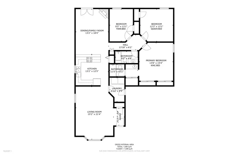 A detailed floor plan of this rental.