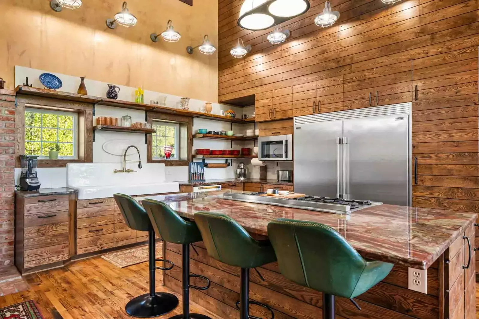 There is plenty of counter space in the kitchen.