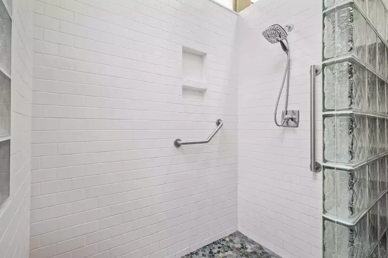 The shower is large, state of the art, and incredibly luxurious. Practically a spa!