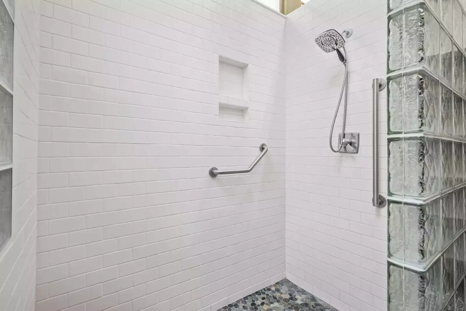 The shower is large, state of the art, and incredibly luxurious. Practically a spa!