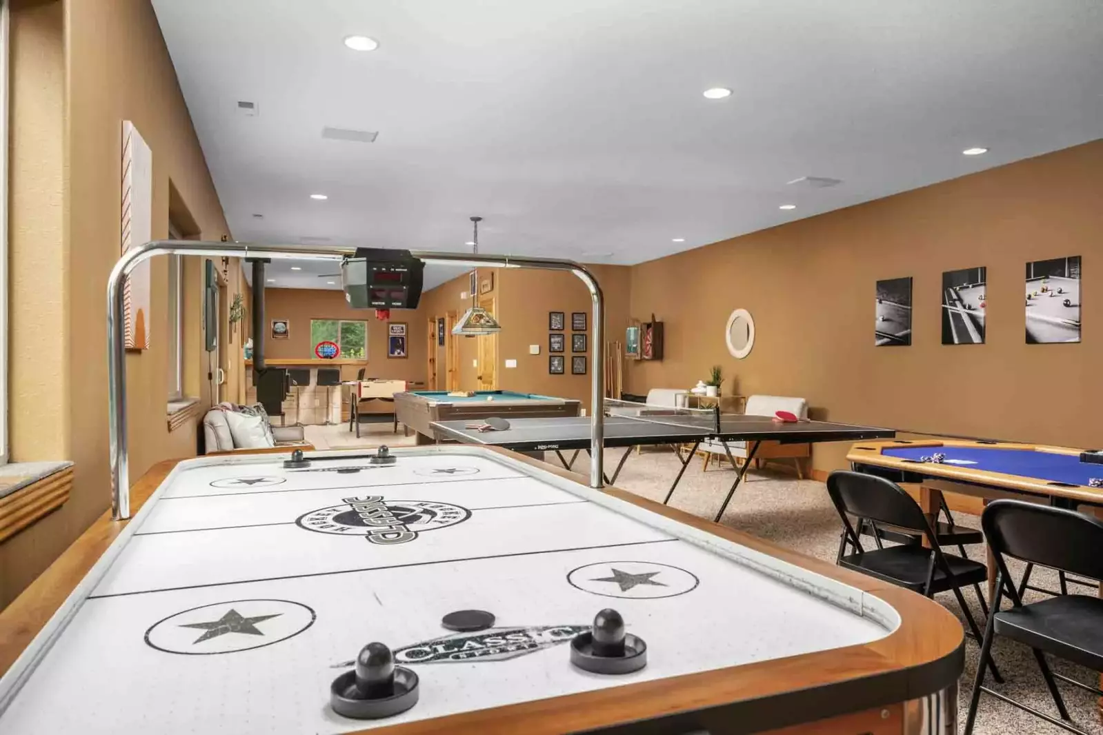 Enjoy a diverse collection of games in the massive game room!