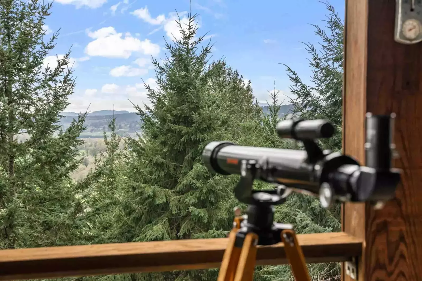 Get a closer look at the Willamette Valley with the telescope.
