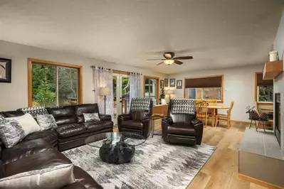 Relax in the cozy living room after a day exploring the Mt Hood.