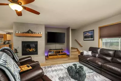 Watch you favorite movies, shows, and sports on this smart tv while relaxing in front of a cozy fire.