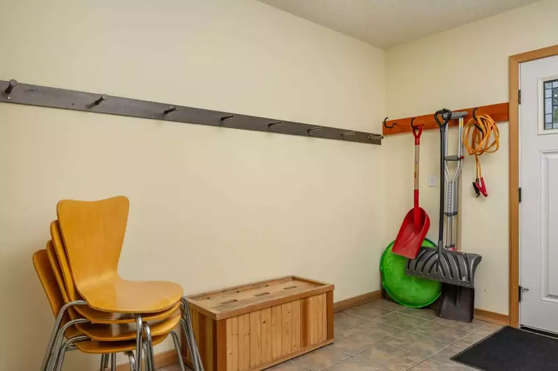 A spacious room for storing snow gear.