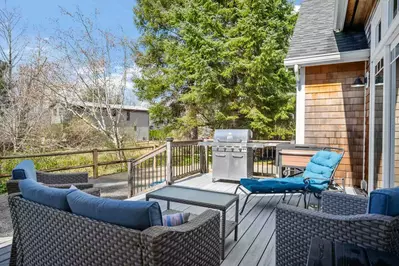 Enjoy relaxing on the deck with friends and family.