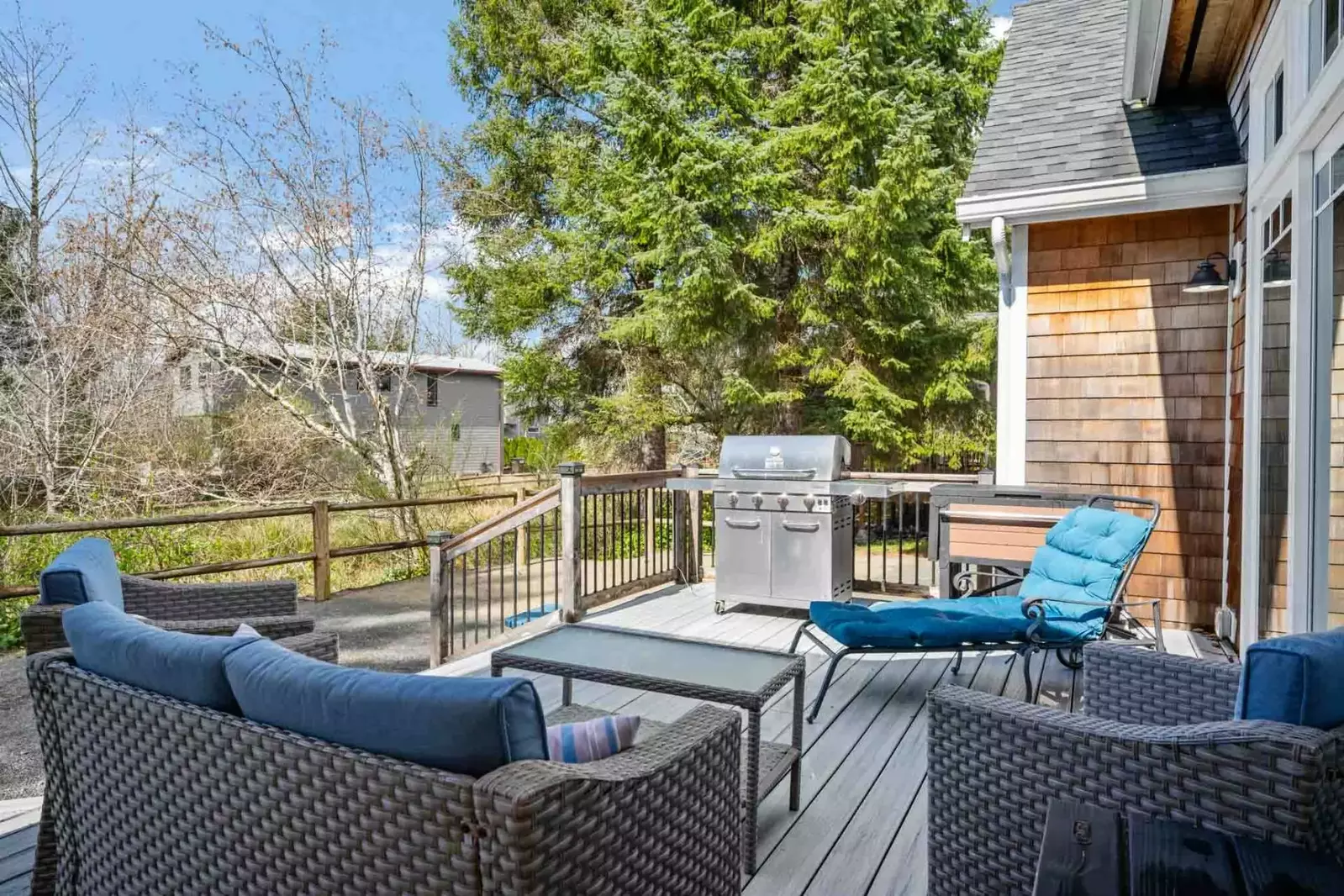 Enjoy relaxing on the deck with friends and family.